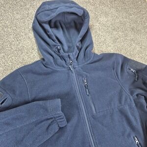 Baerskin Tactical Fleece Hoodie Mens XL Navy Blue Full Zip Multi-Pocket Jacket